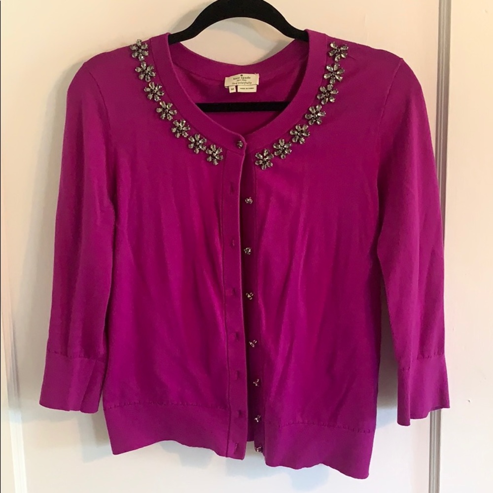 Kate Spade Cardigan with Jeweled Collar Sz M
